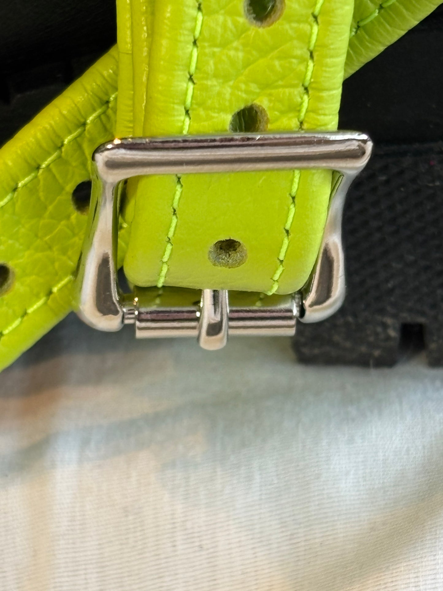 Boot Harness Strapon - Acid Green Leather