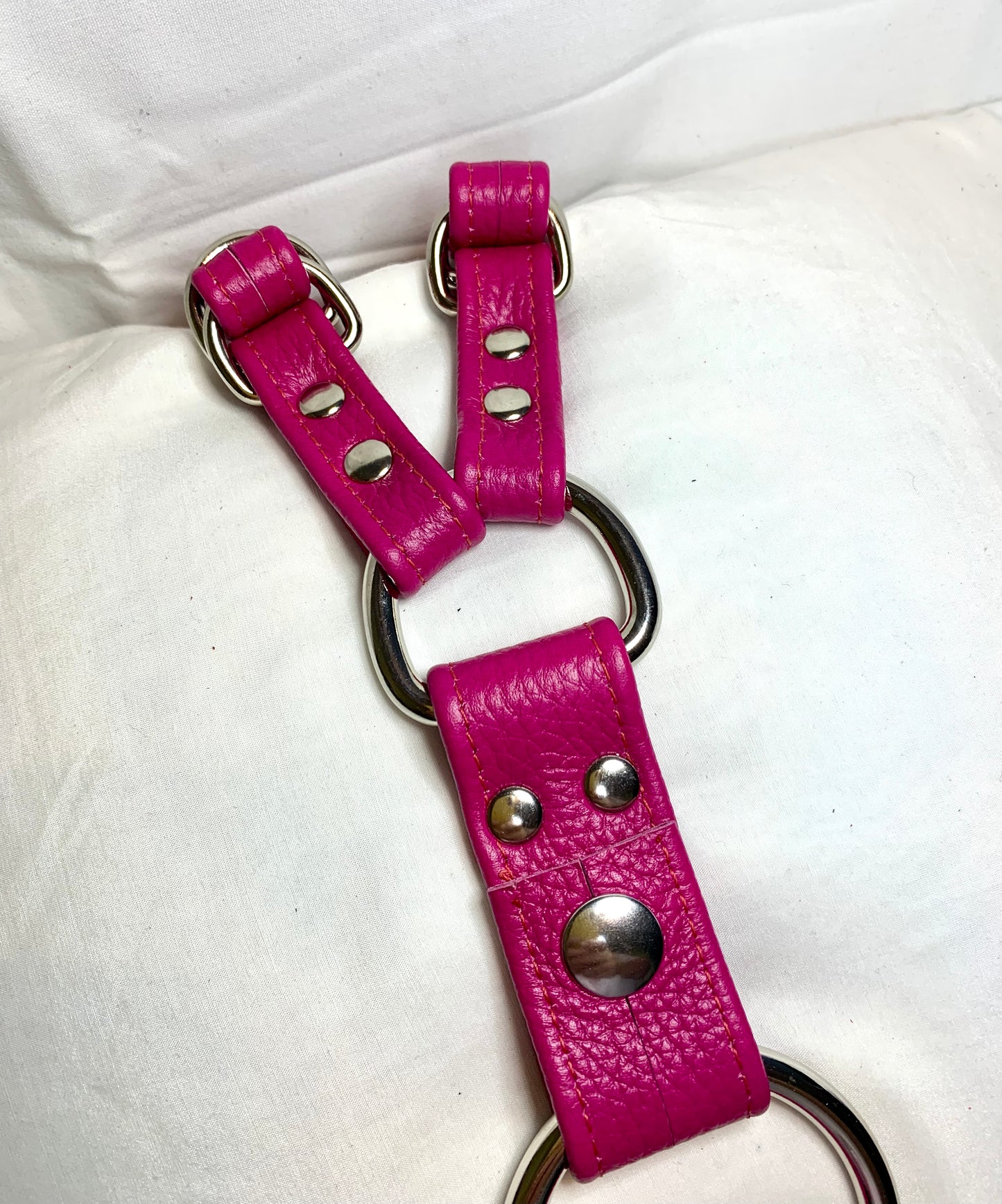 Thigh Harness Strapon - Magenta Leather (Size Inclusive)