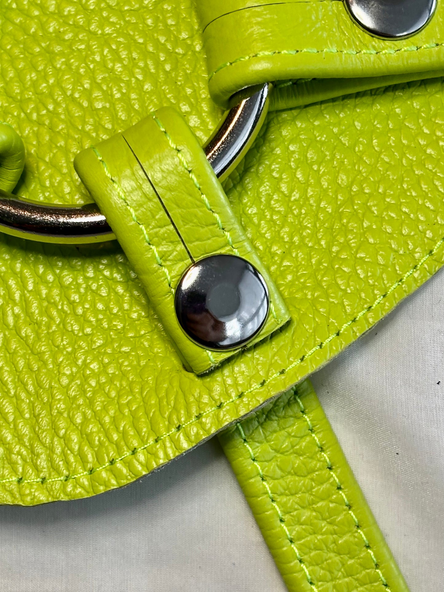 Strapon Harness - Acid Green Leather - Size Inclusive