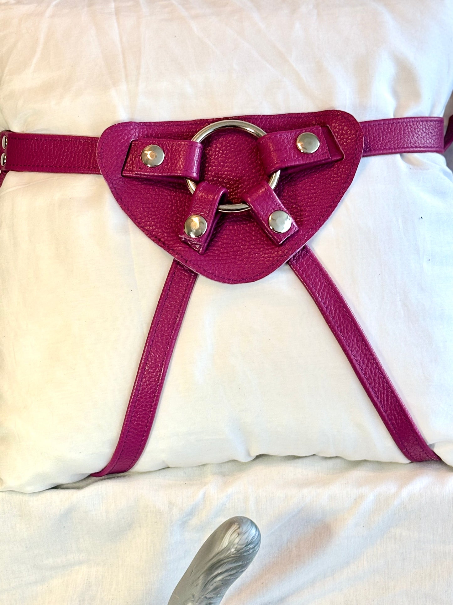 Strapon Harness - Sunrise Pink Leather - Size Inclusive