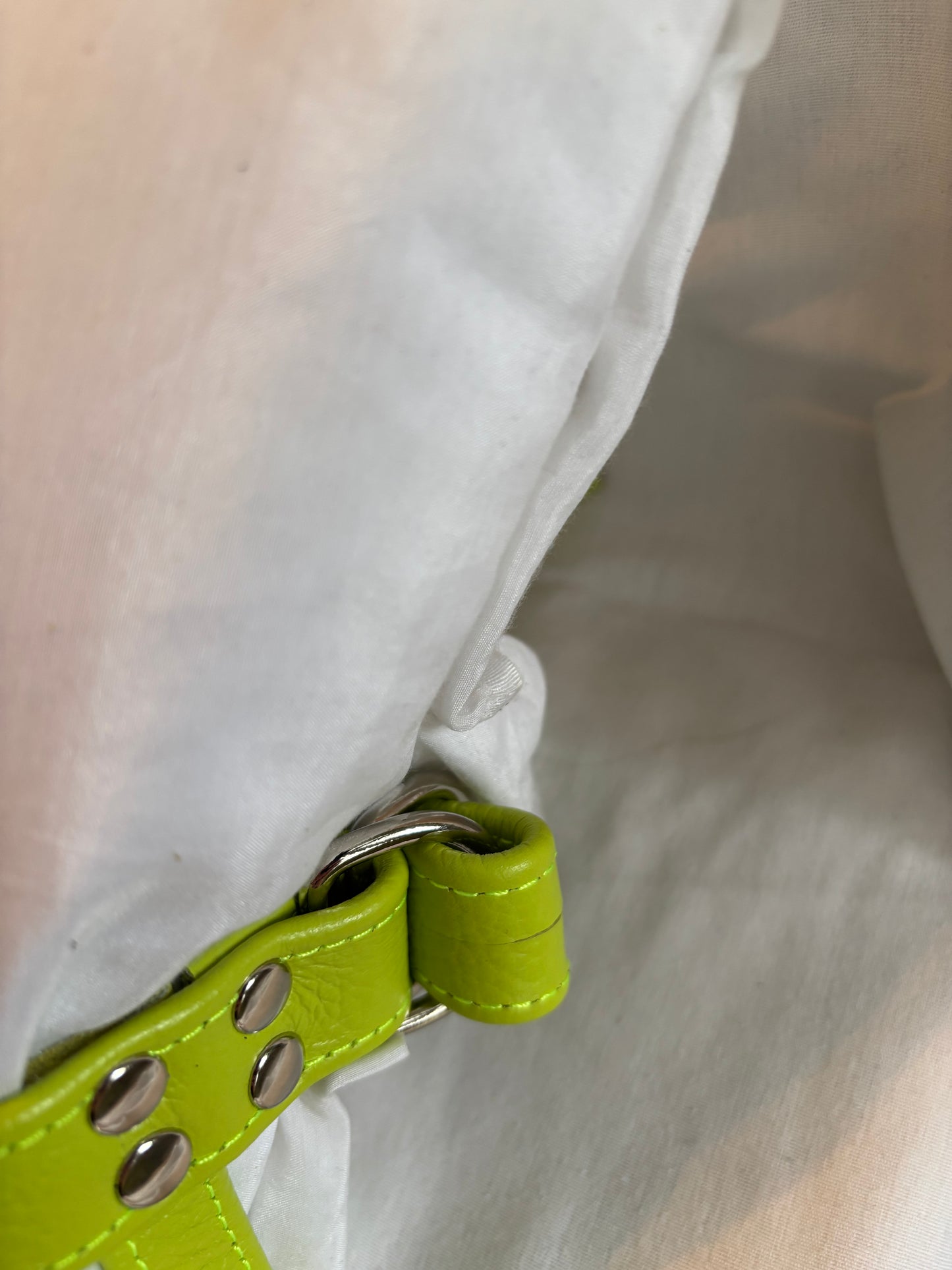 Strapon Harness - Acid Green Leather - Size Inclusive