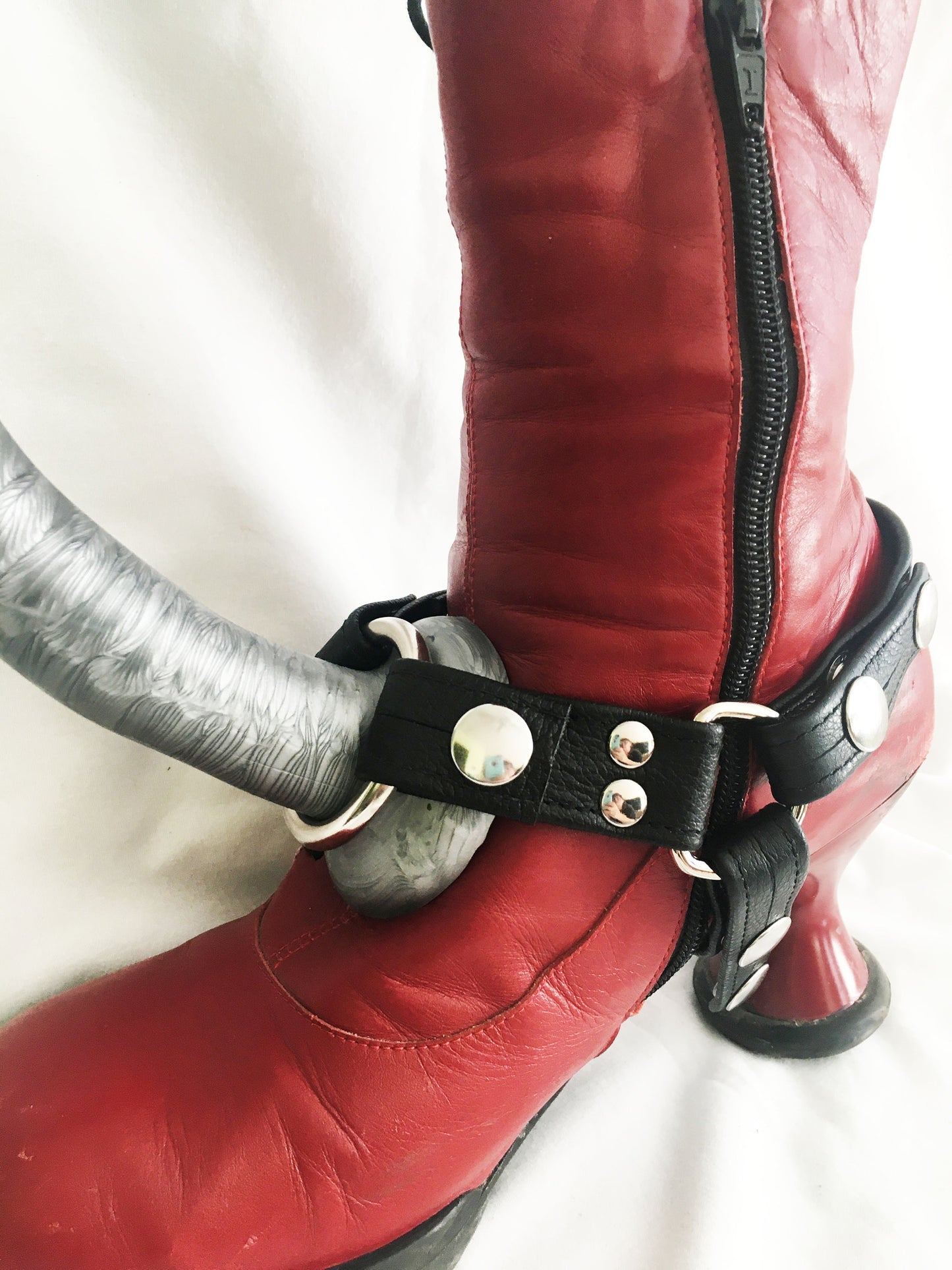 Boot Strapon Harness(Kickfucker) - Black Leather (ALL SIZE)