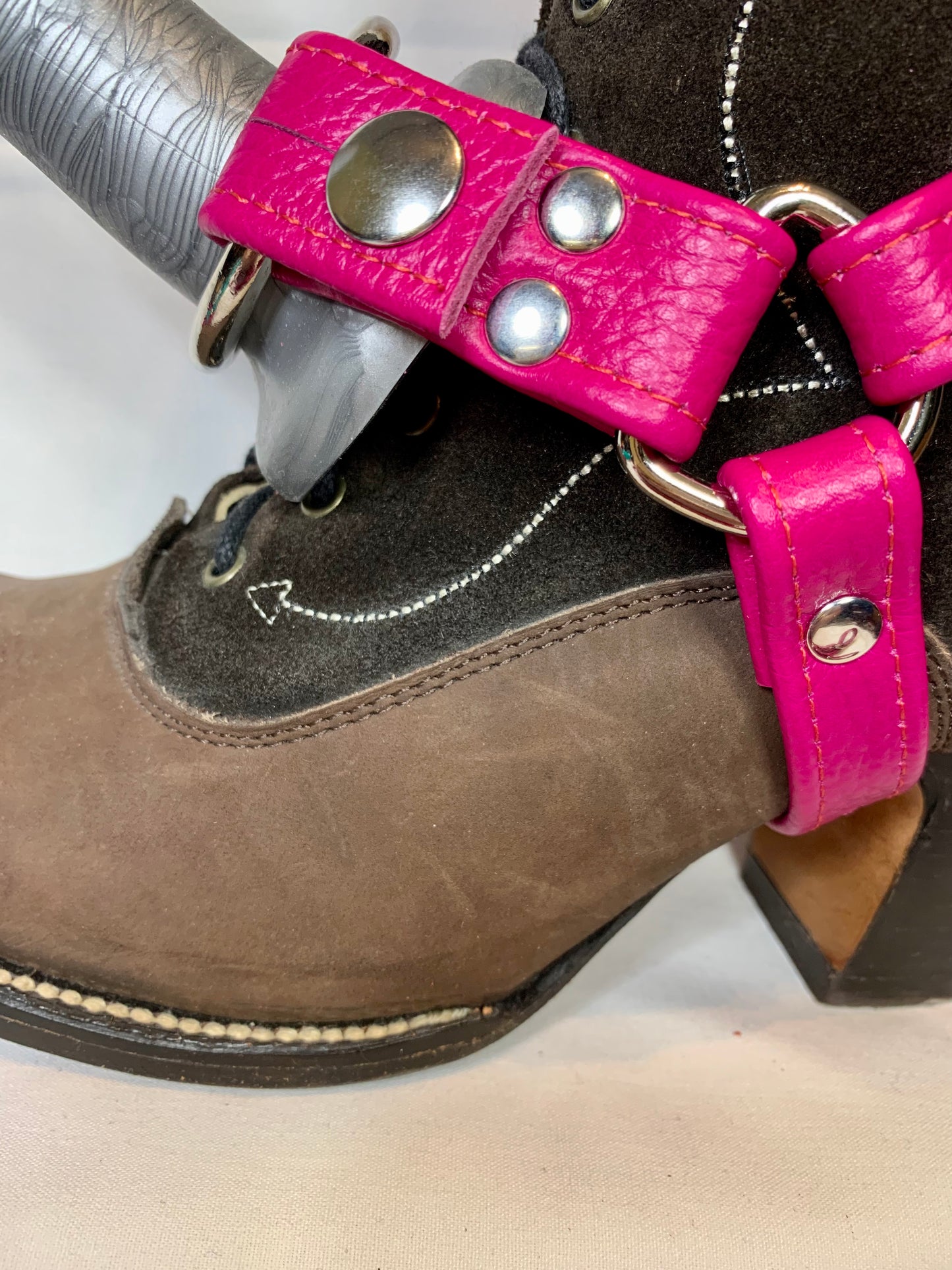 Boot Strapon Harness (Kickfucker) - Magenta Leather