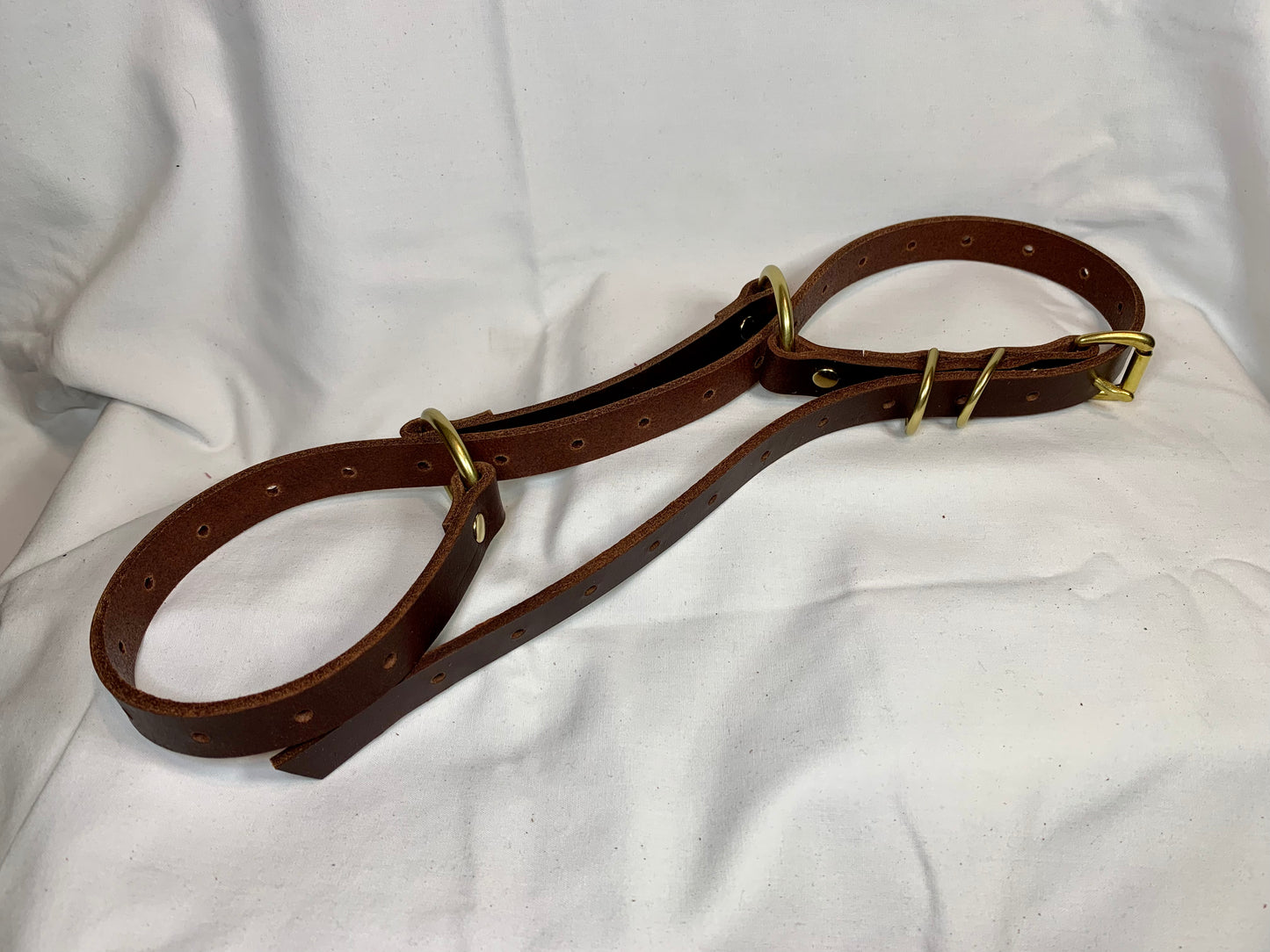 3/4' Bondage Belt - Brown Leather with Brass Hardware
