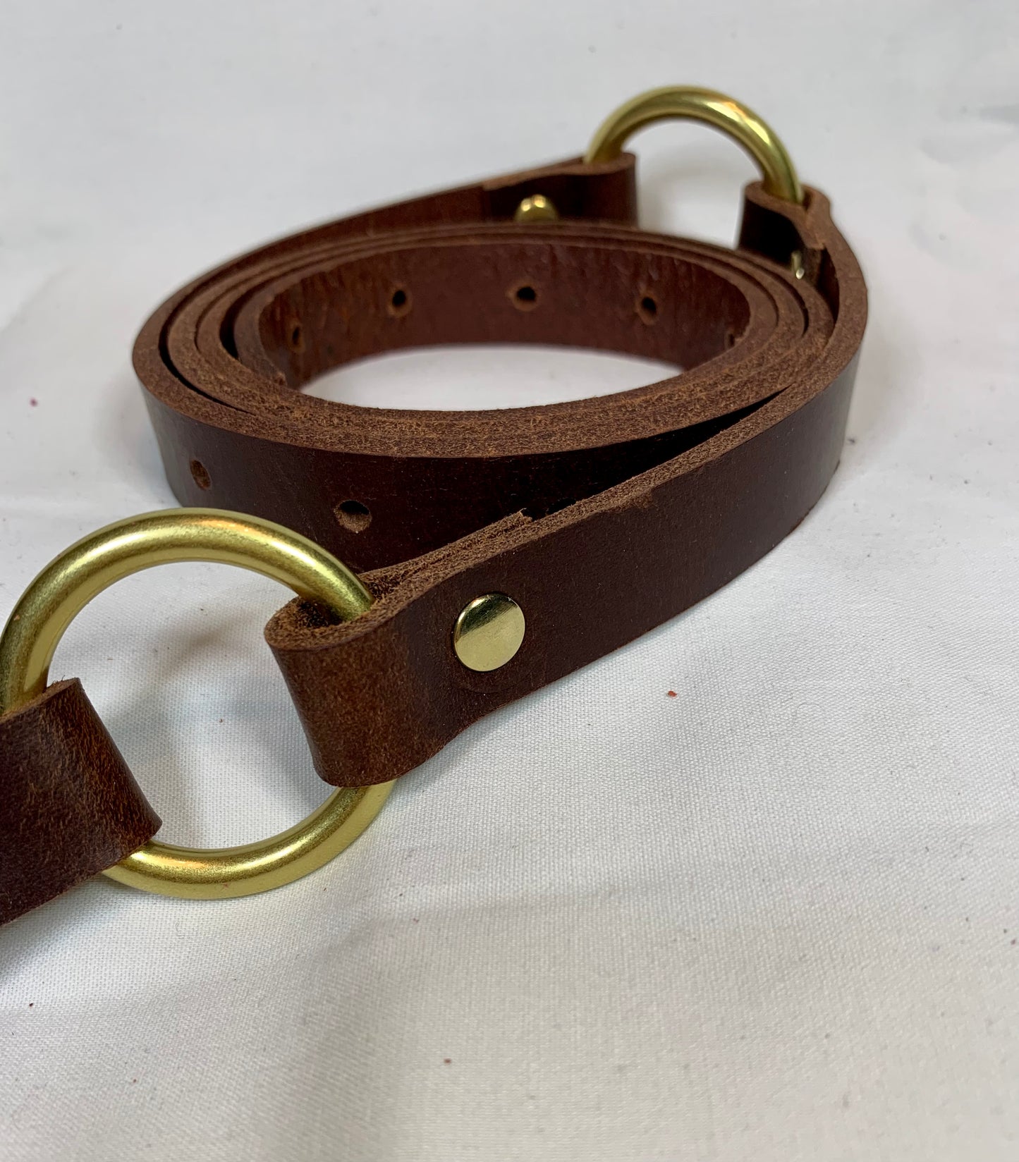 3/4' Bondage Belt - Brown Leather with Brass Hardware