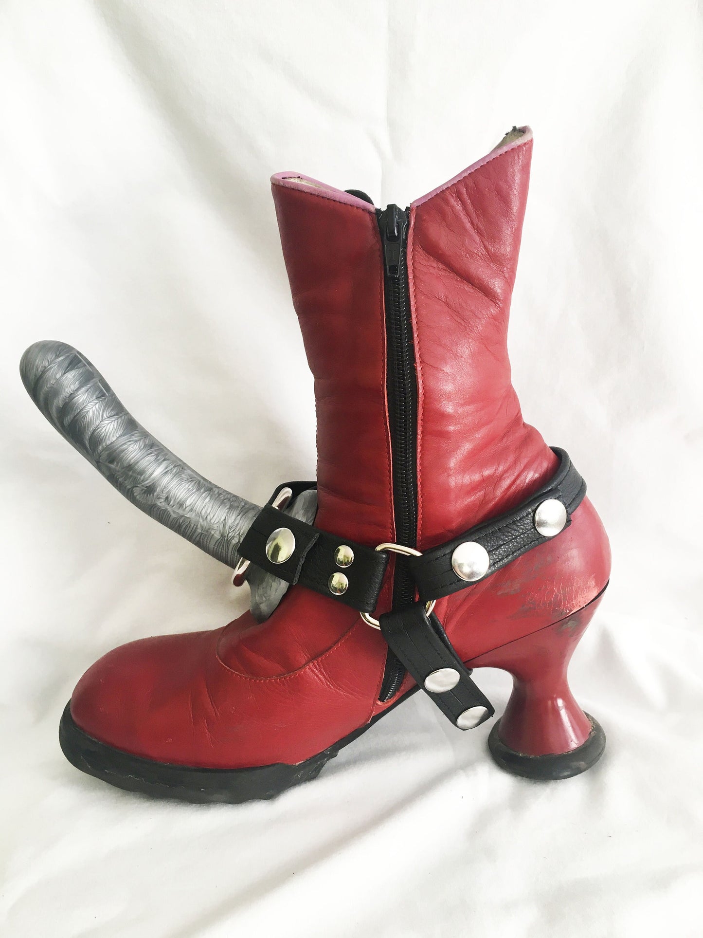 Boot Strapon Harness(Kickfucker) - Black Leather (ALL SIZE)